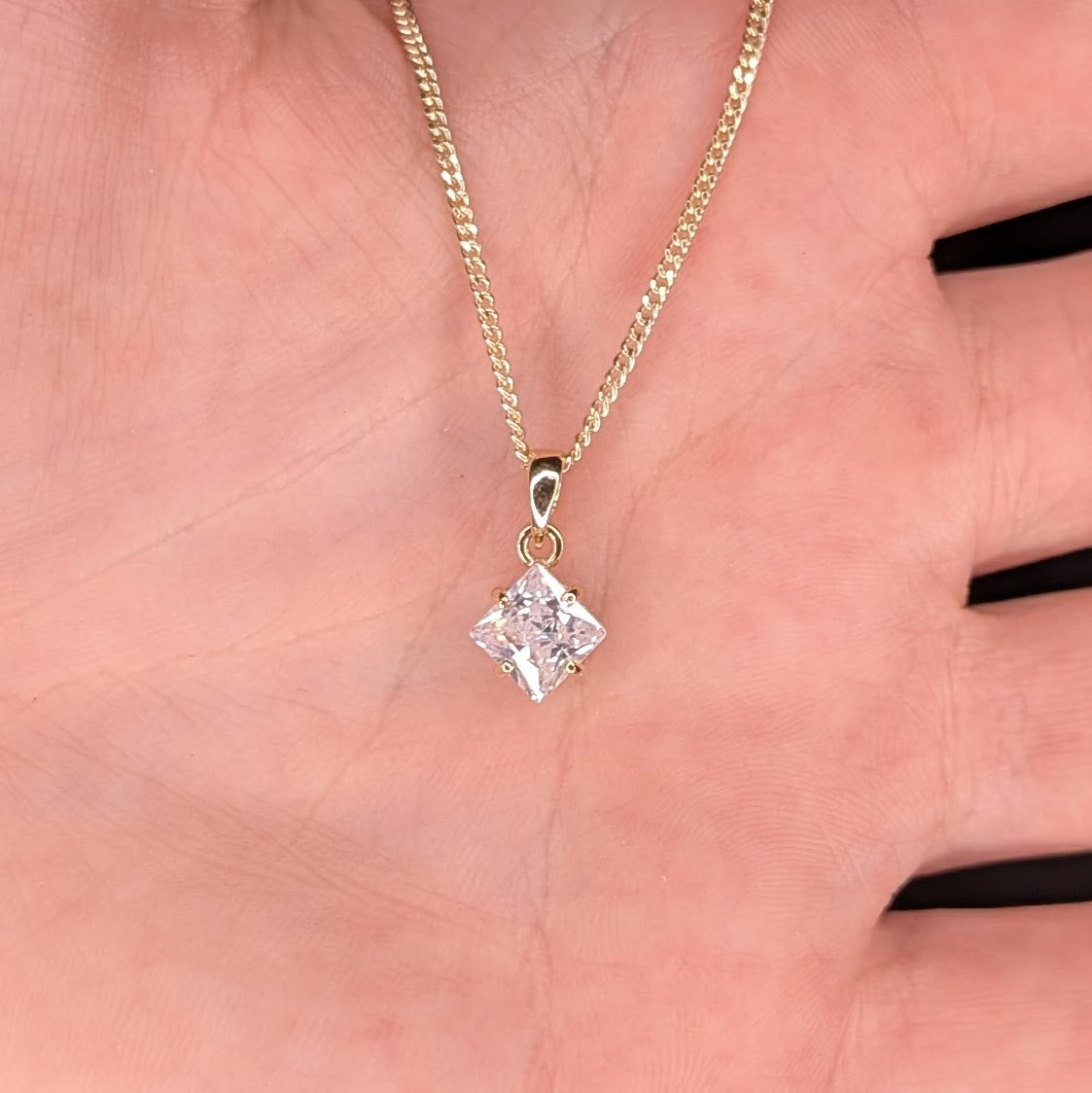 Cubic Zirconia 9ct 6mm Princess Necklace