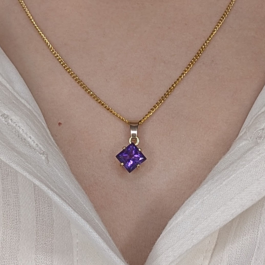 Amethyst 9ct 6mm Princess Necklace