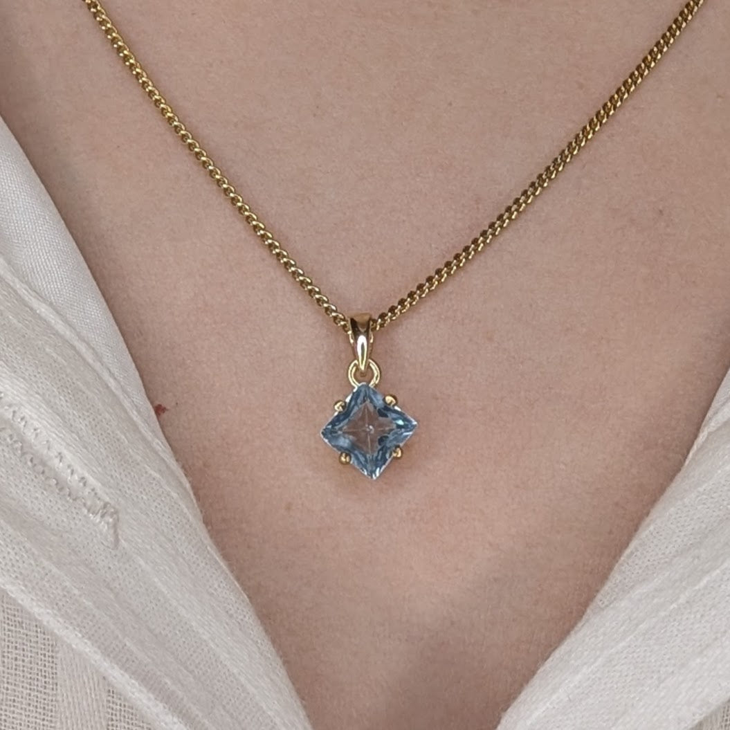 Topaz 9ct 6mm Princess Necklace