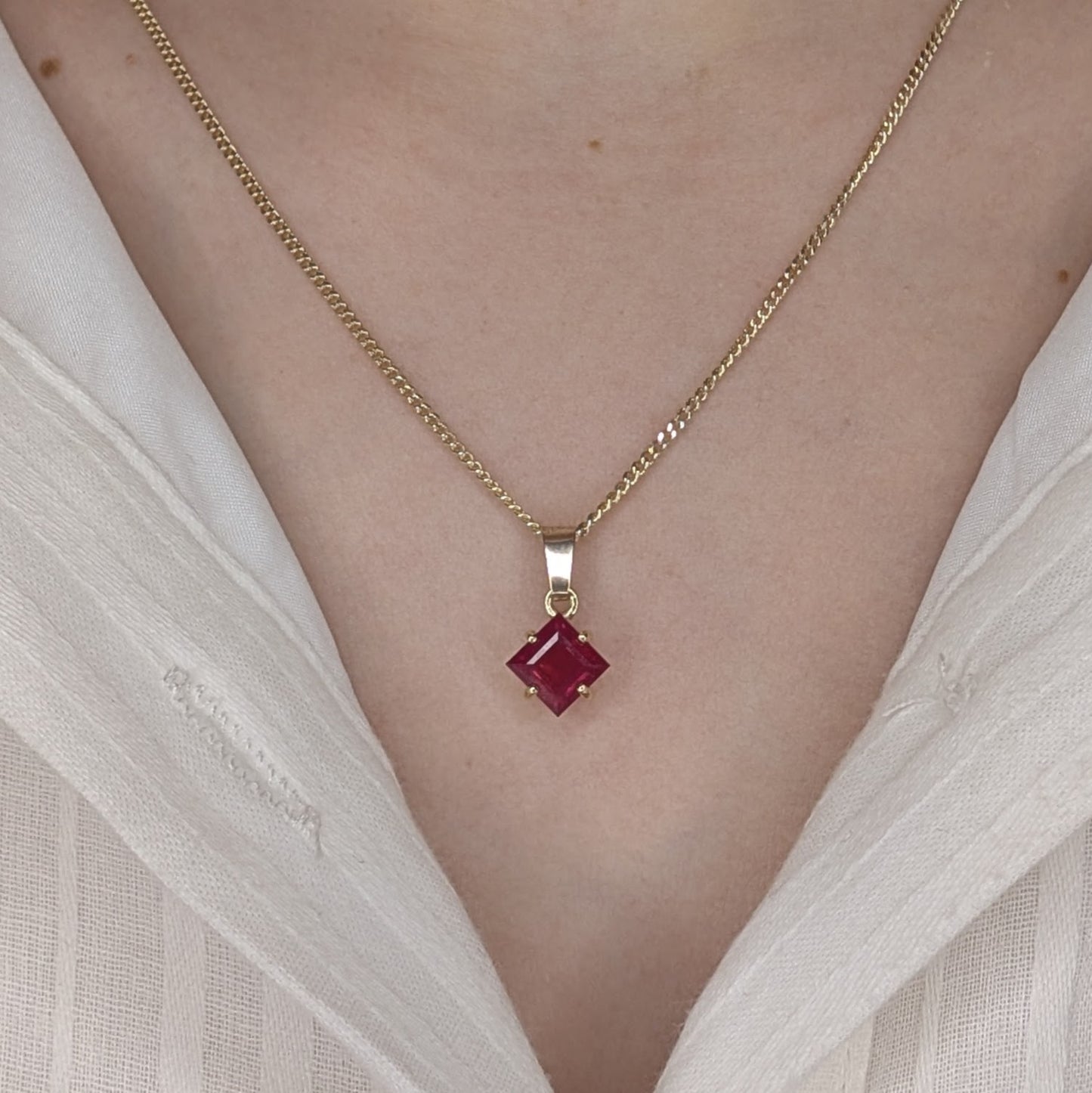 Ruby 9ct 6mm Princess Necklace