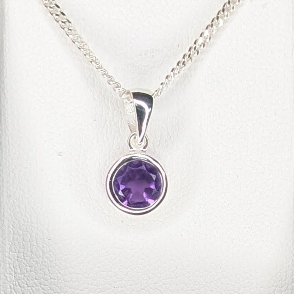 Amethyst Silver Rubover Necklace