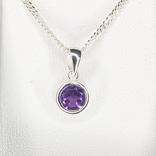 Amethyst 9ct Rubover Necklace