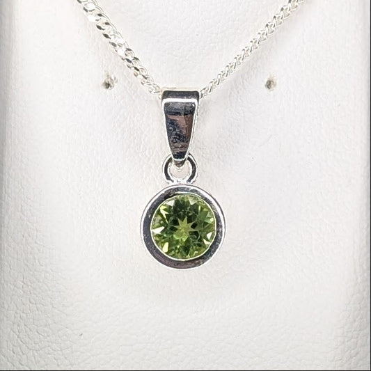 Peridot Silver Rubover Necklace