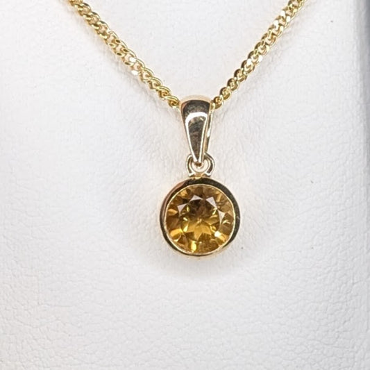 Citrine 9ct Rubover Necklace
