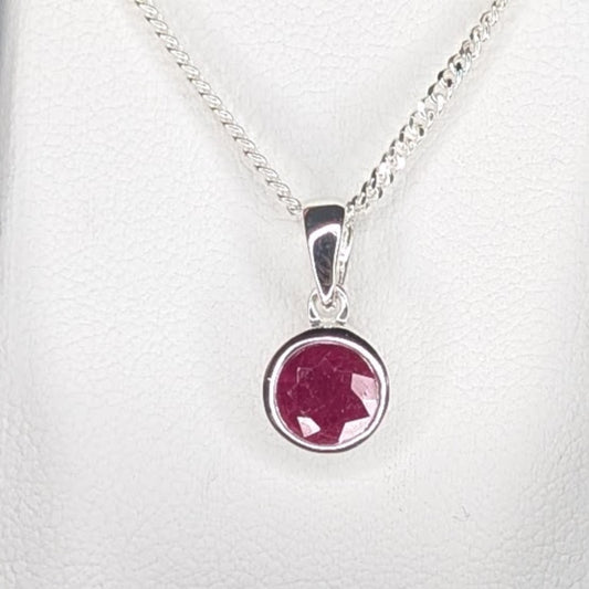 Ruby Silver Rubover Necklace