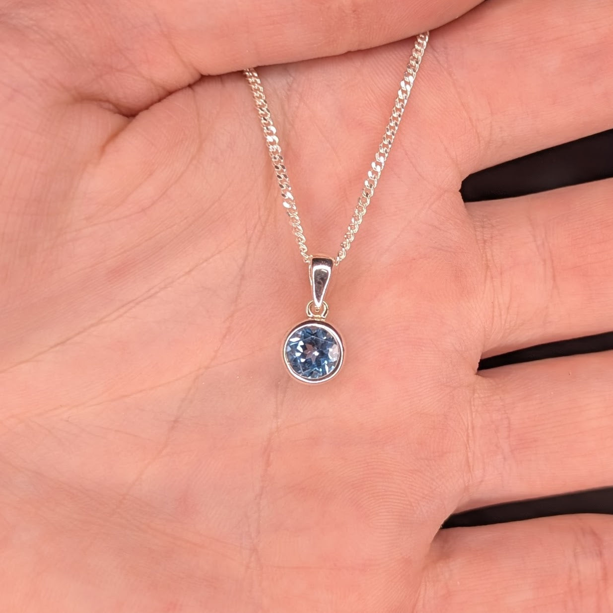 Topaz Silver Rubover Necklace
