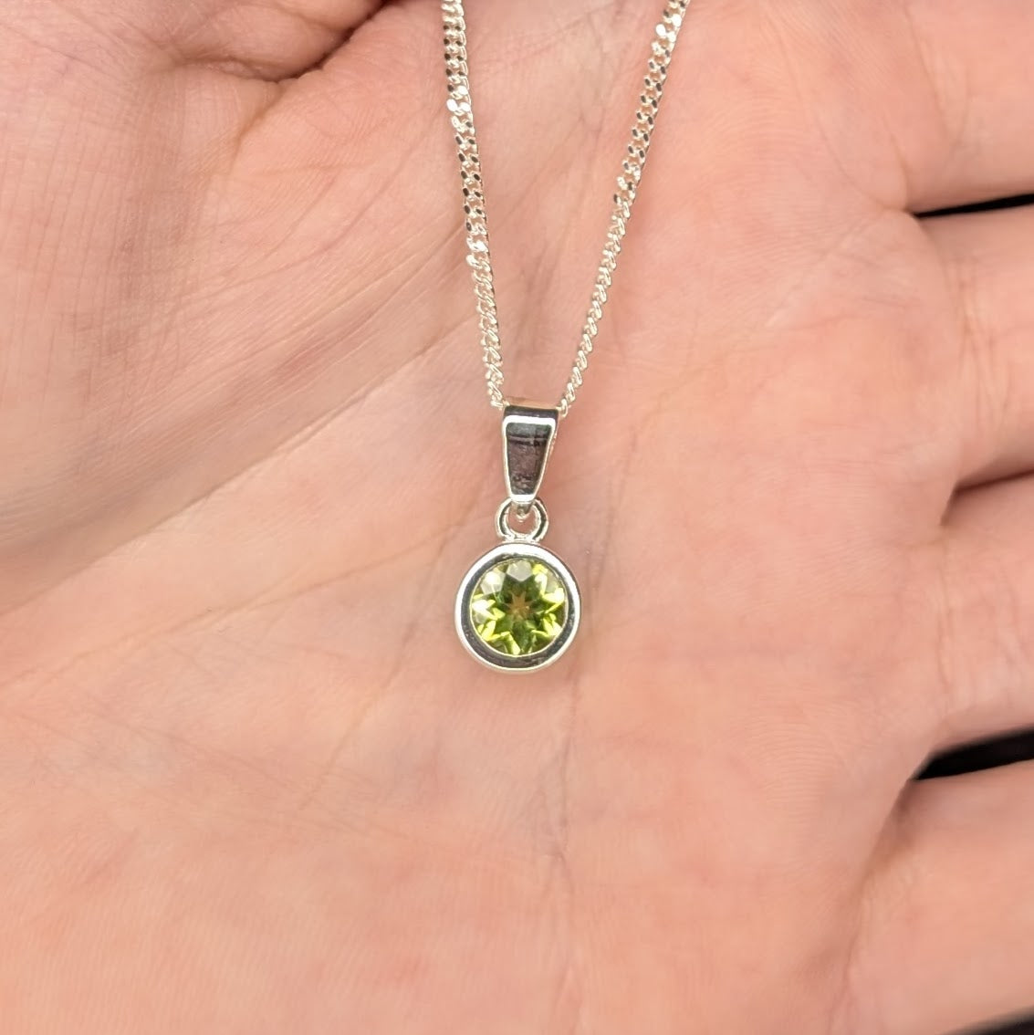 Peridot Silver Rubover Necklace