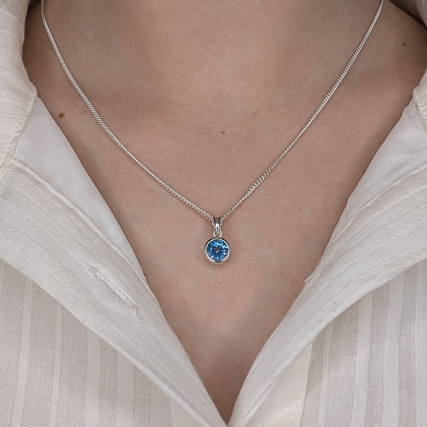 Topaz Silver Rubover Necklace