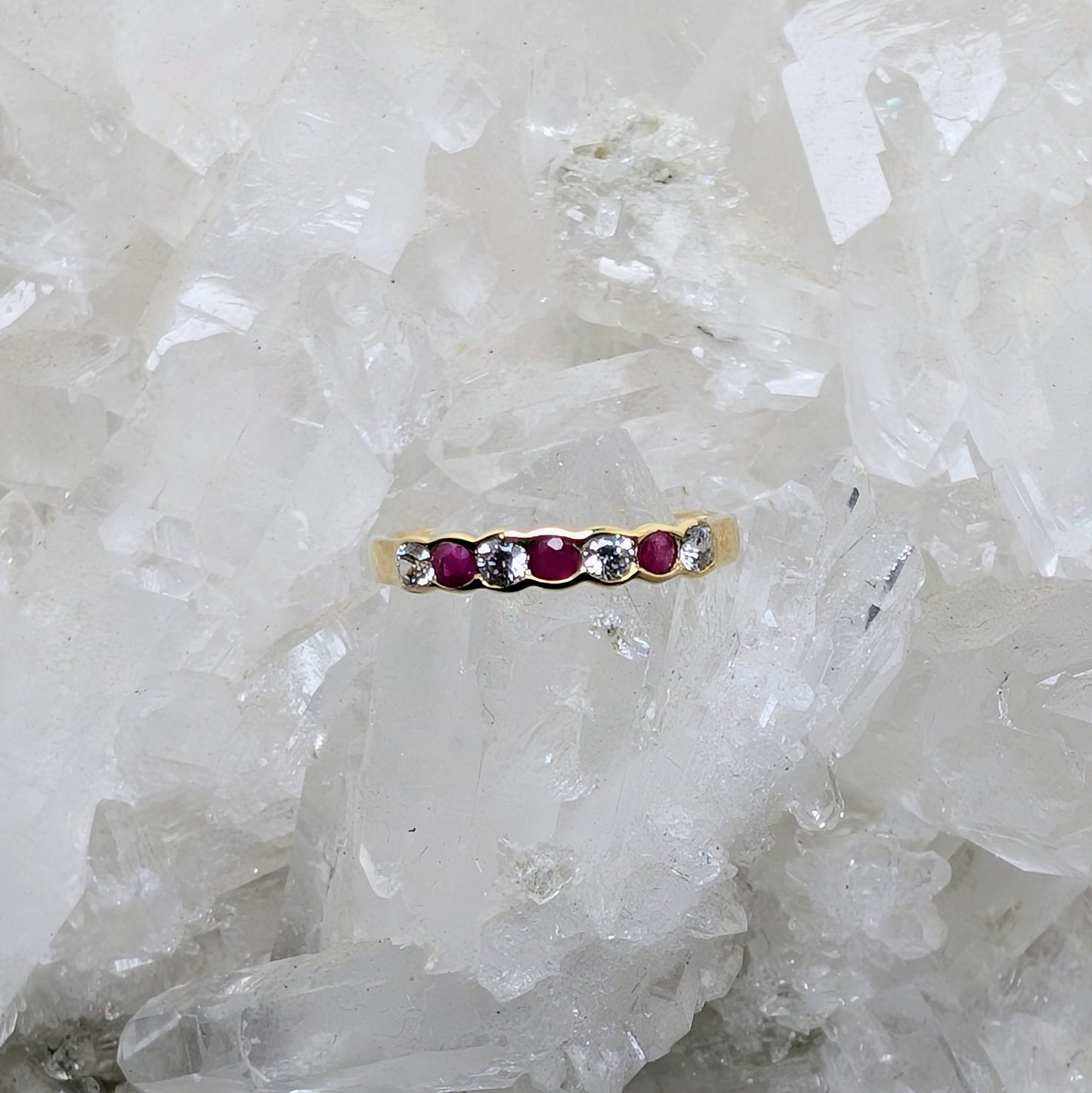 Ruby & CZ Ring 9ct R42.5