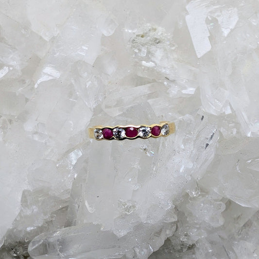 Ruby & CZ Ring 9ct R42.5