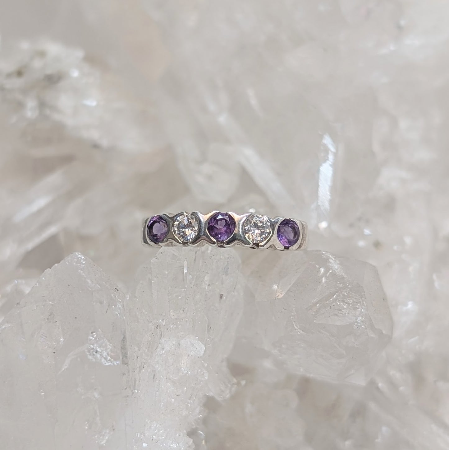 Amethyst & CZ Ring Sterling Silver R46