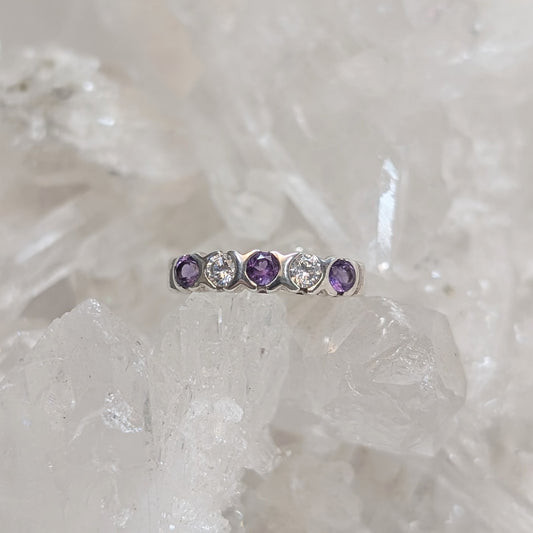 Amethyst & CZ Ring Sterling Silver R46