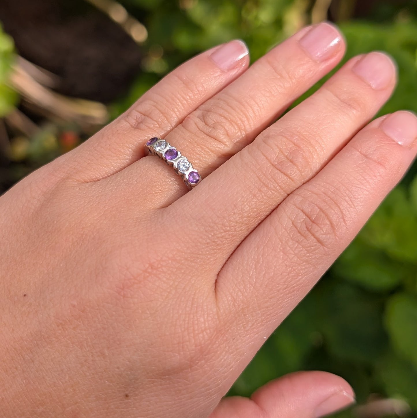 Amethyst & CZ Ring Sterling Silver R46