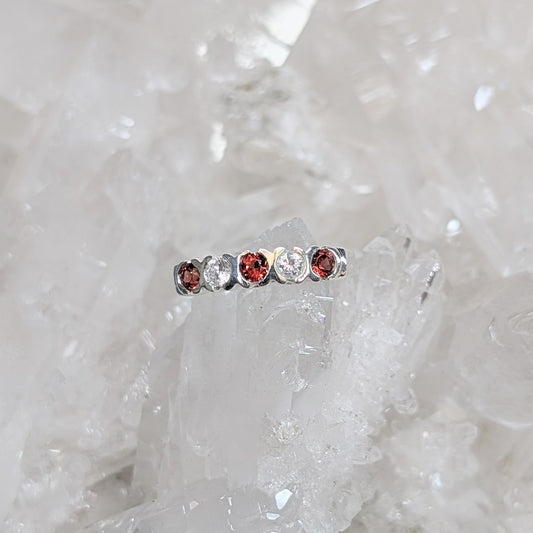 Garnet & CZ Ring Sterling Silver R46