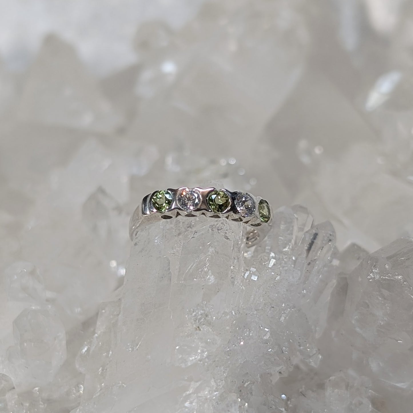 Peridot & CZ Ring Sterling Silver R46