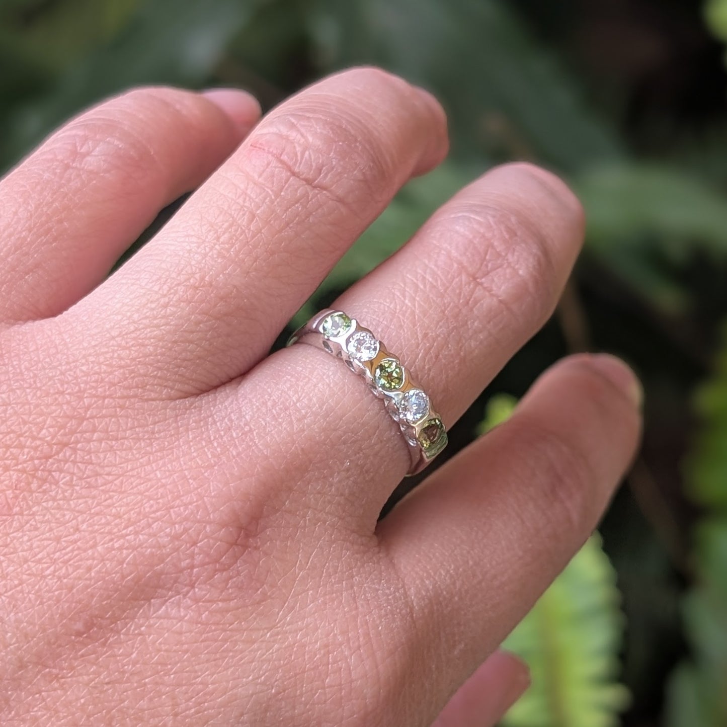 Peridot & CZ Ring Sterling Silver R46