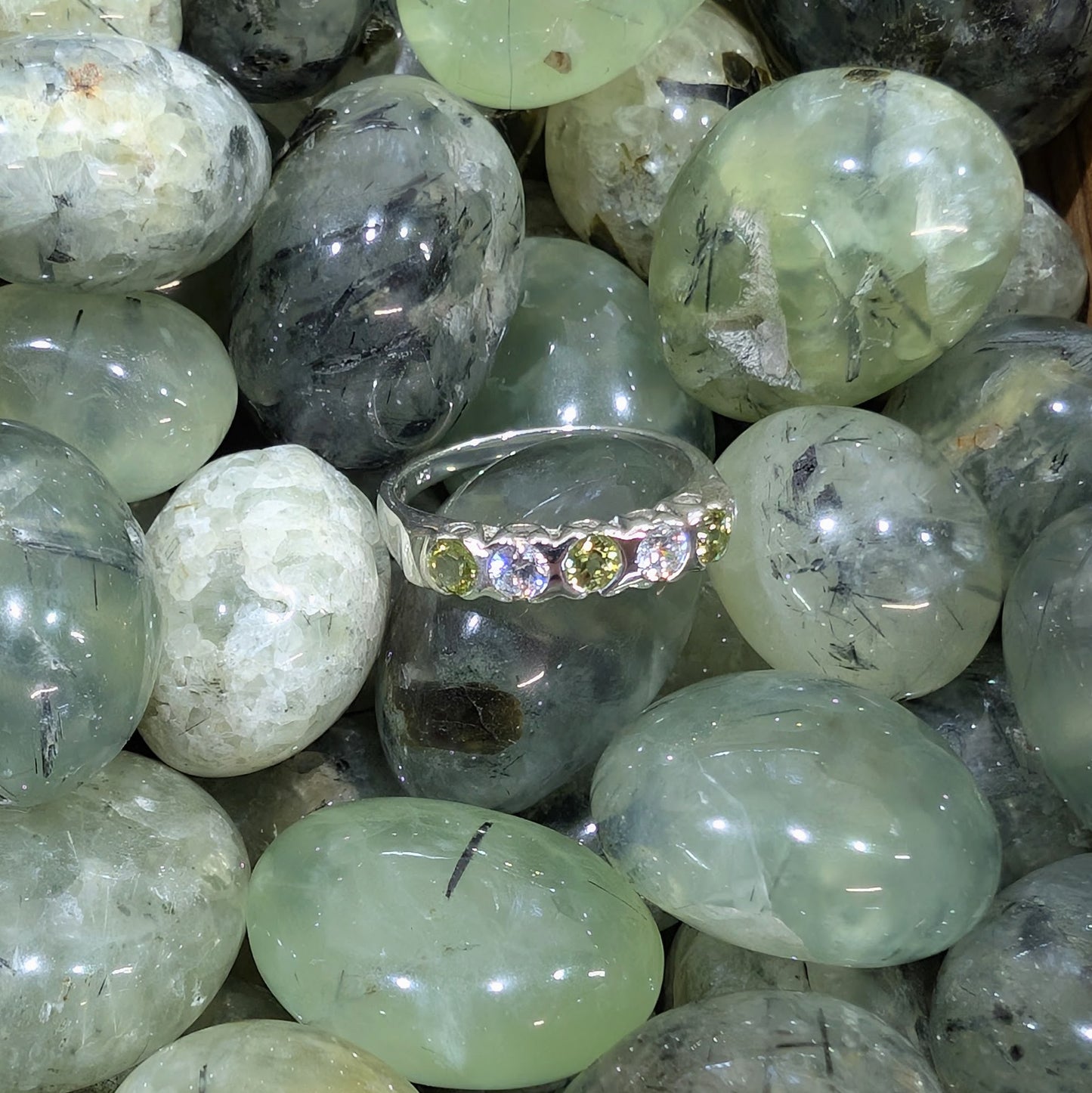 Peridot & CZ Ring Sterling Silver R46