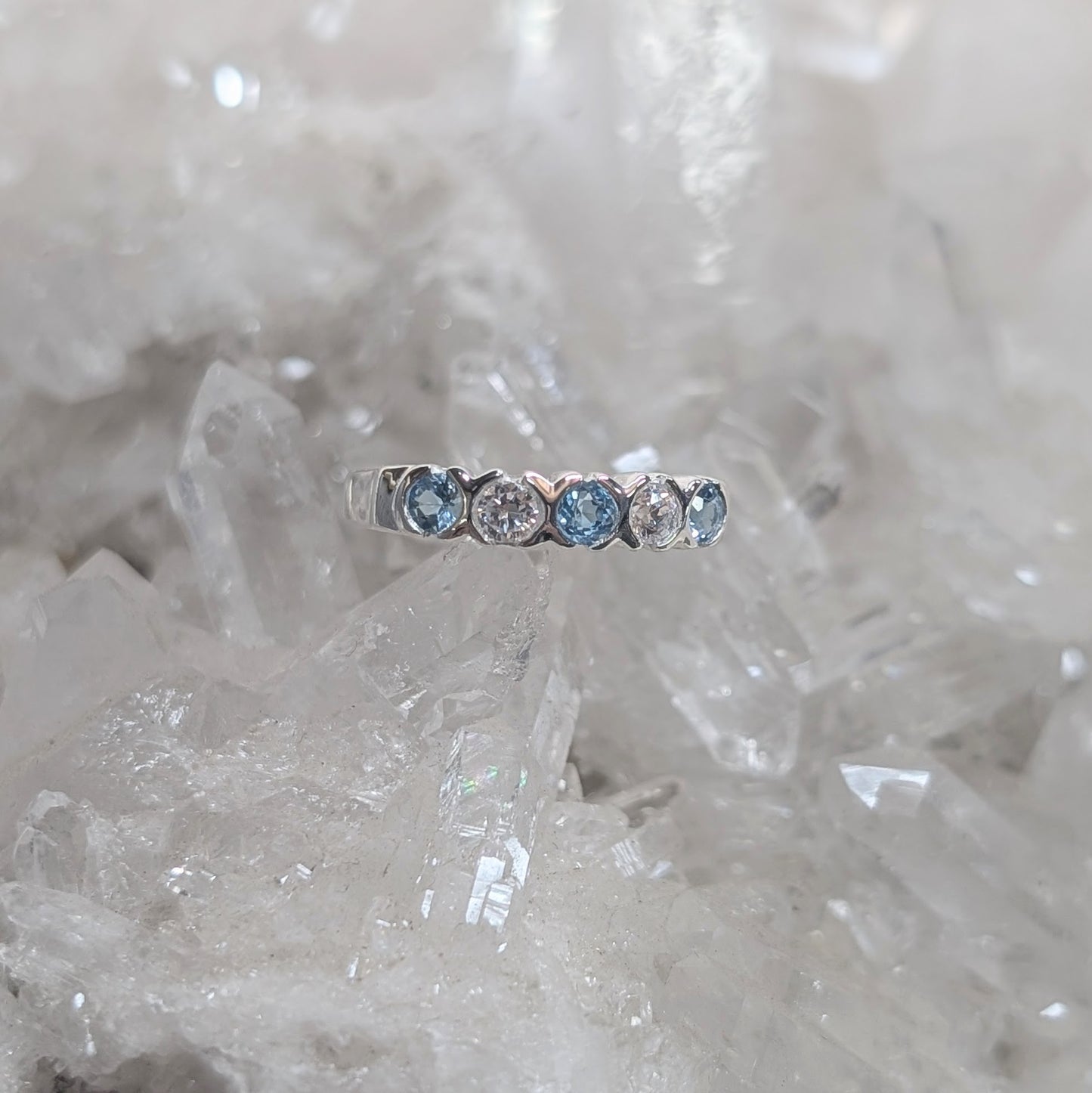 Topaz & CZ Ring Sterling Silver R46