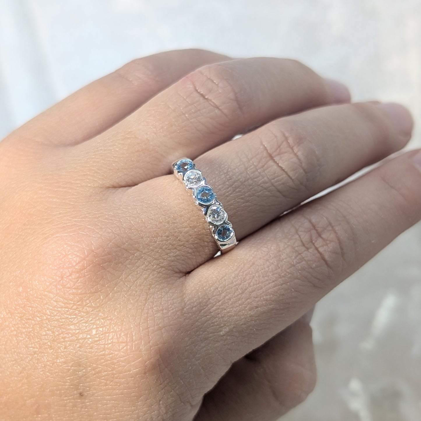 Topaz & CZ Ring Sterling Silver R46