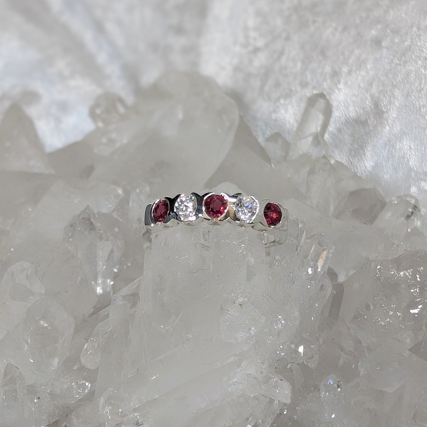 Ruby & CZ Sterling Silver Ring R46