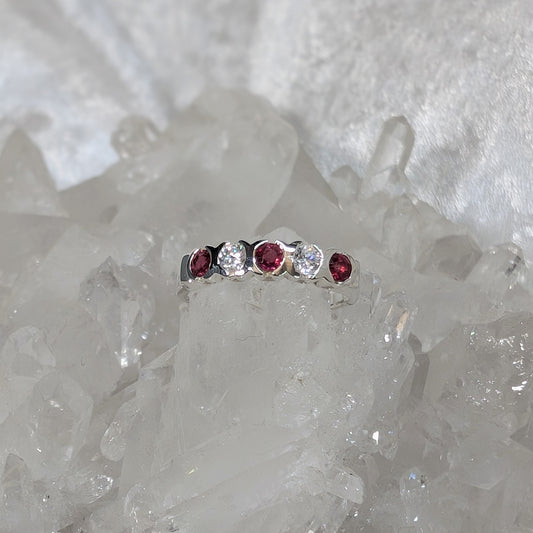 Ruby & CZ Sterling Silver Ring R46