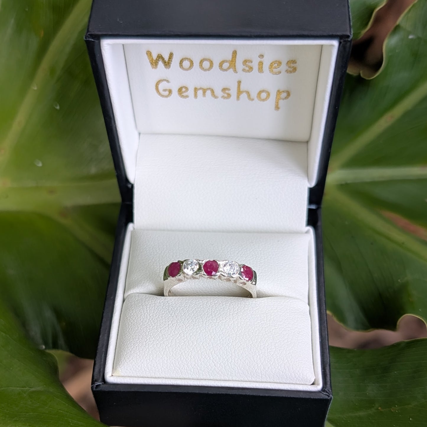 Ruby & CZ Sterling Silver Ring R46