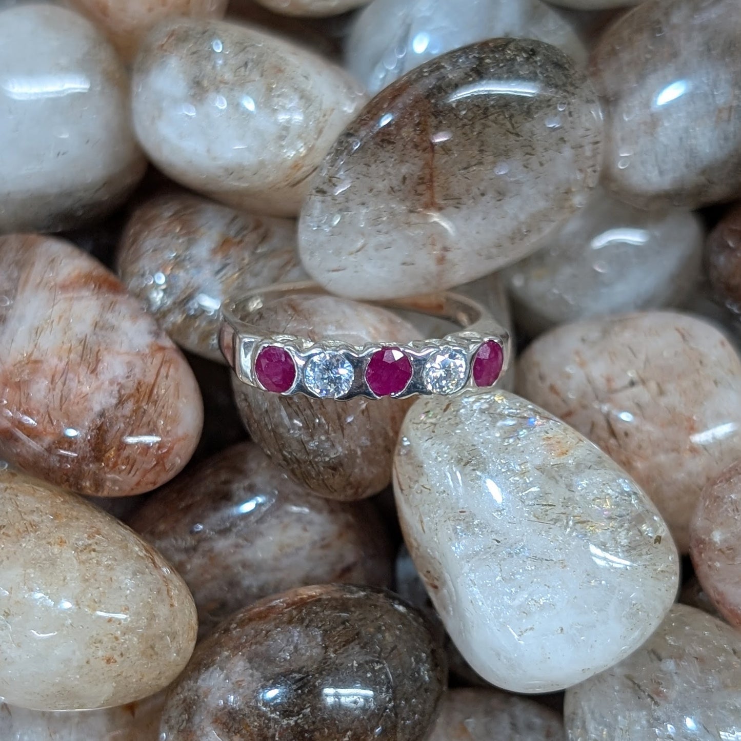 Ruby & CZ Sterling Silver Ring R46