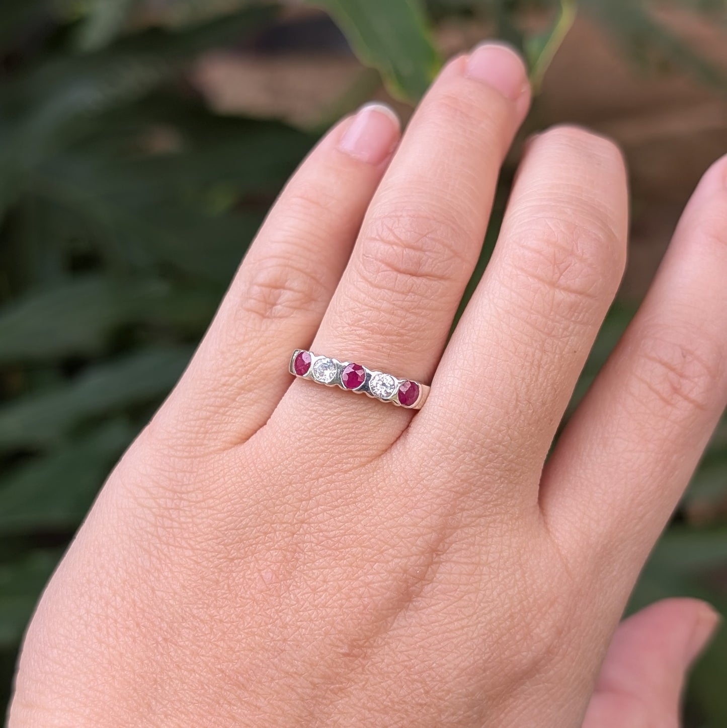 Ruby & CZ Sterling Silver Ring R46