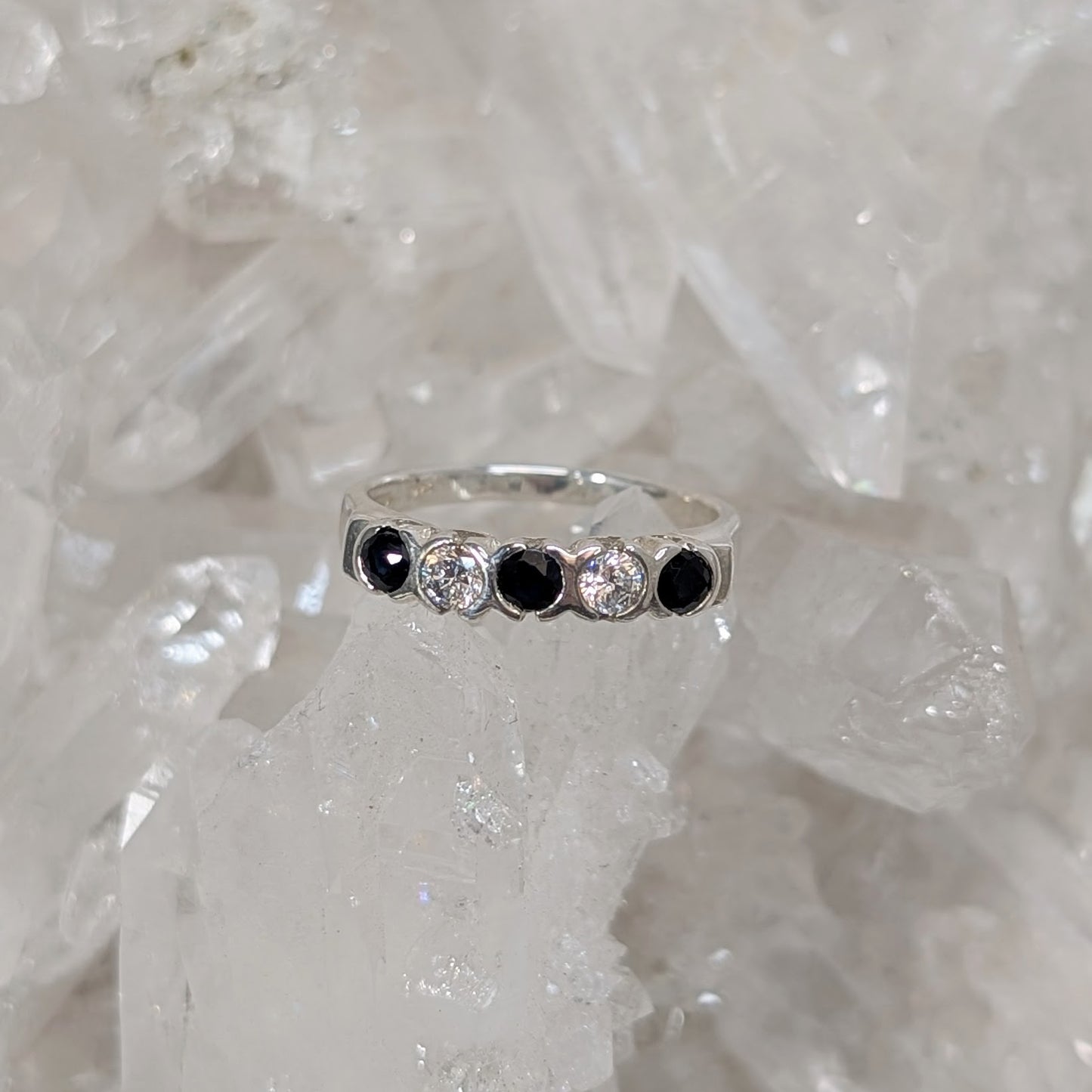 Sapphire & CZ Ring Sterling Silver R46