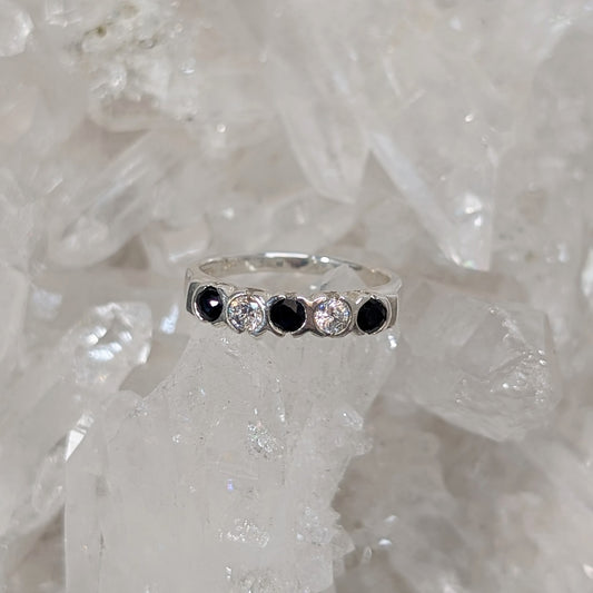 Sapphire & CZ Ring Sterling Silver R46