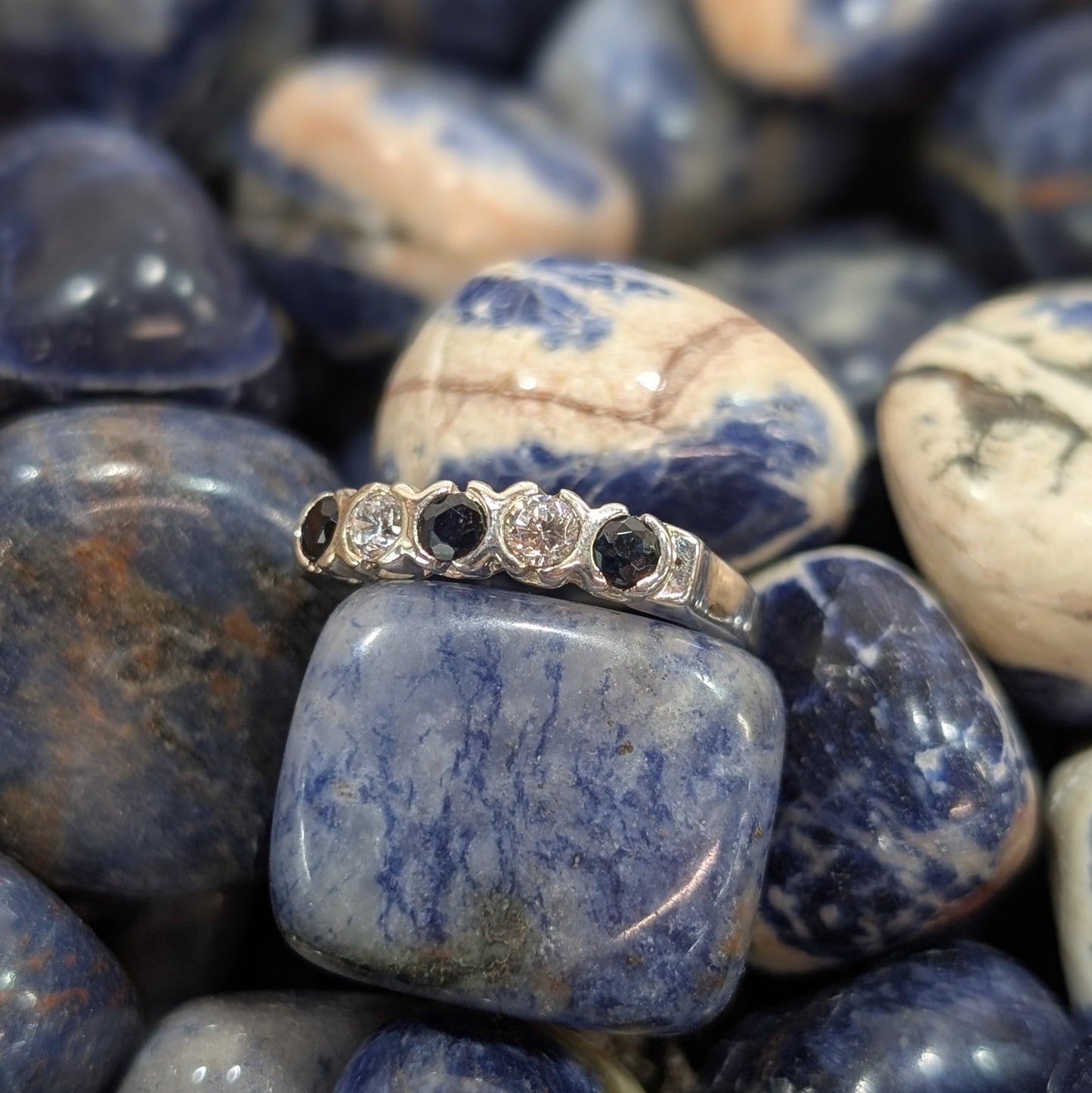 Sapphire & CZ Ring Sterling Silver R46