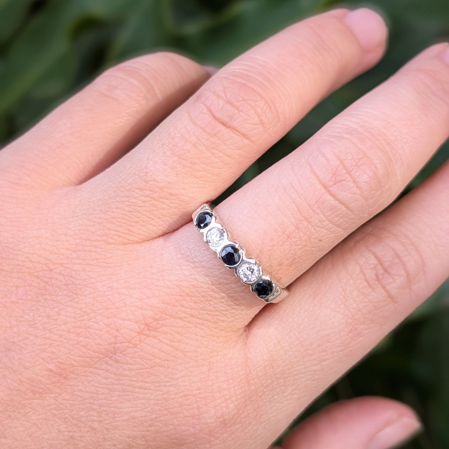 Sapphire & CZ Ring Sterling Silver R46
