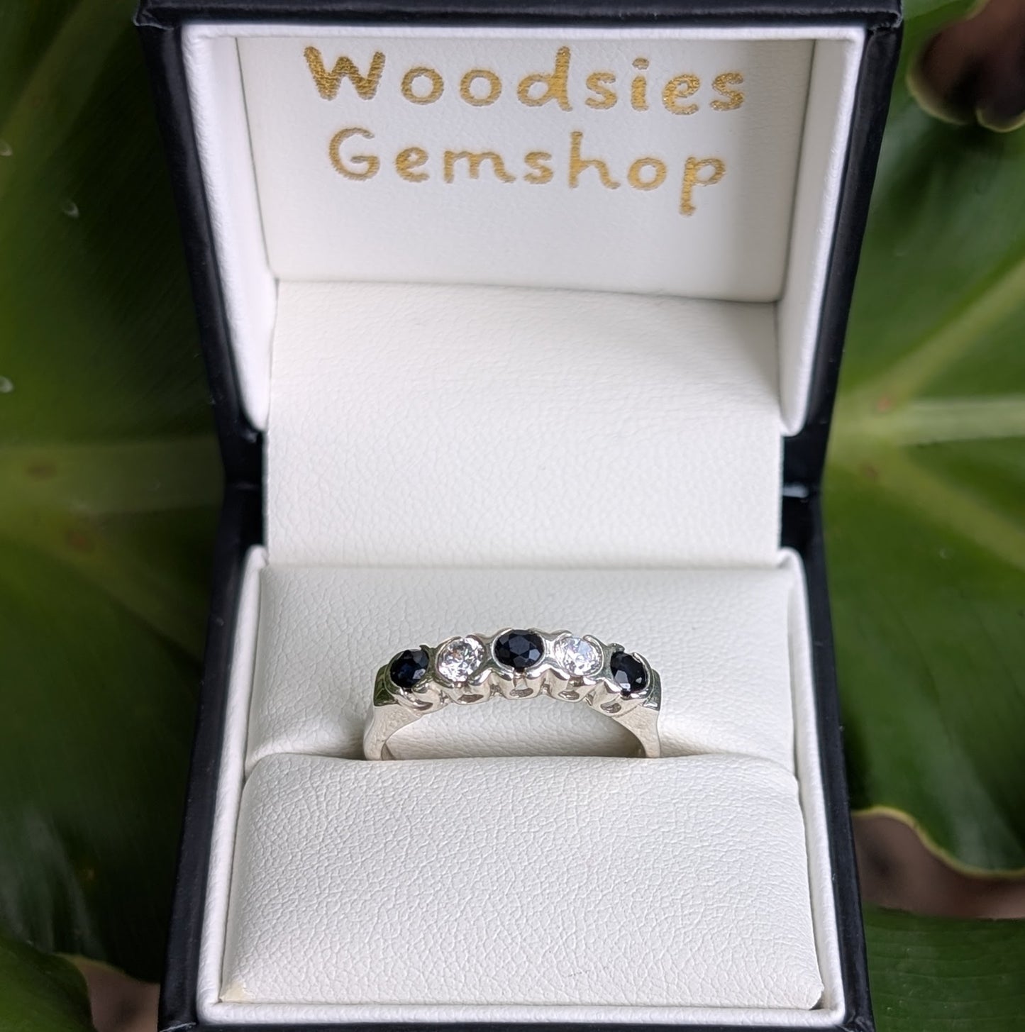 Sapphire & CZ Ring Sterling Silver R46