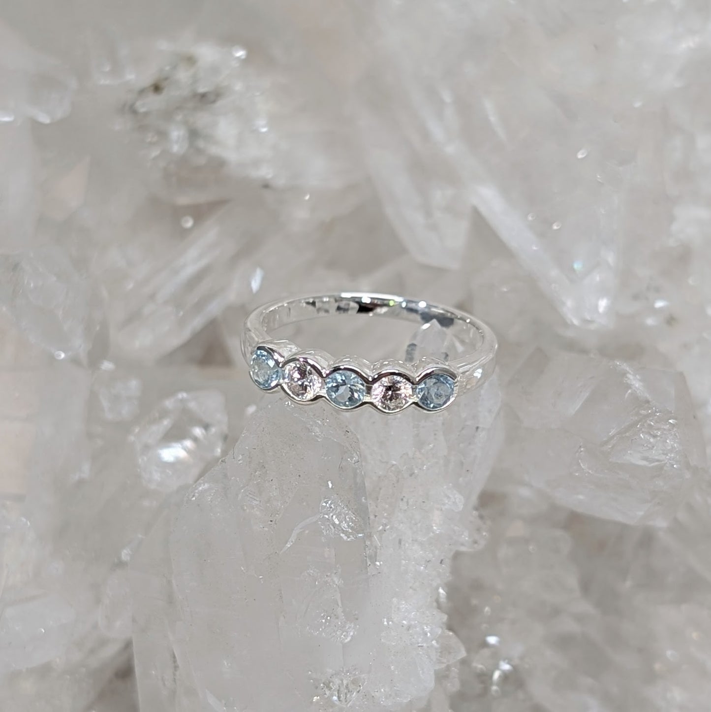 Topaz & CZ Ring Sterling Silver R51