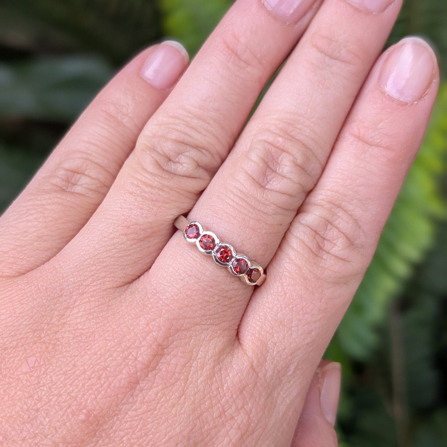 Garnet Ring Sterling Silver R51