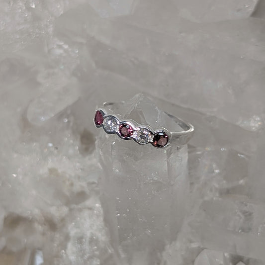 Garnet & CZ Ring Sterling Silver R51