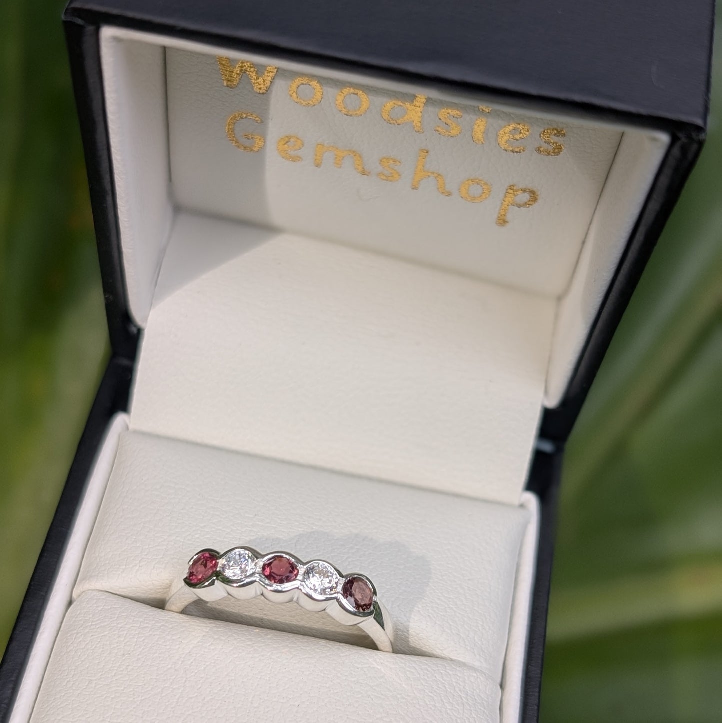 Garnet & CZ Ring Sterling Silver R51