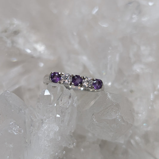 Amethyst & CZ Ring Sterling Silver R7