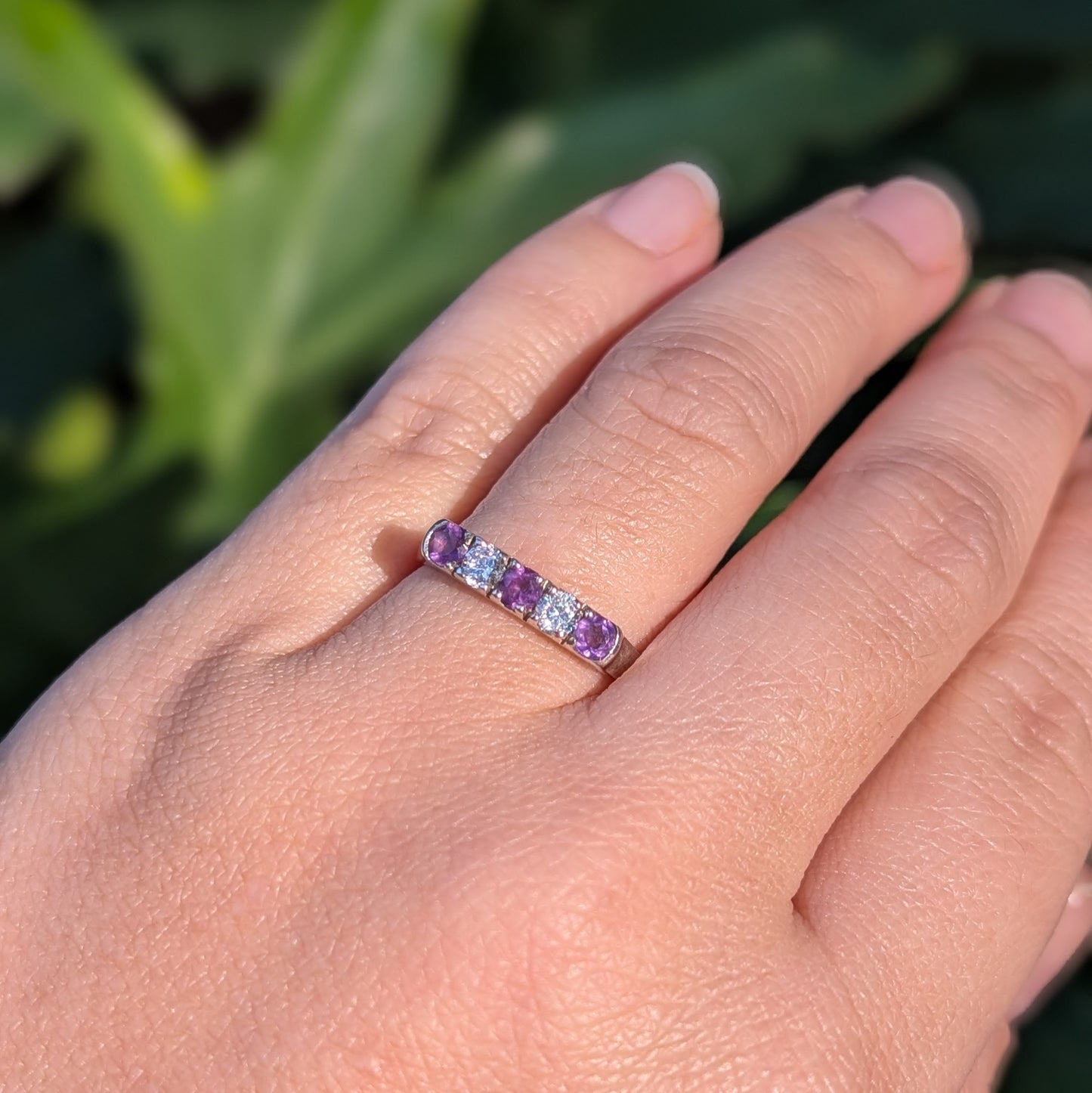 Amethyst & CZ Ring Sterling Silver R7