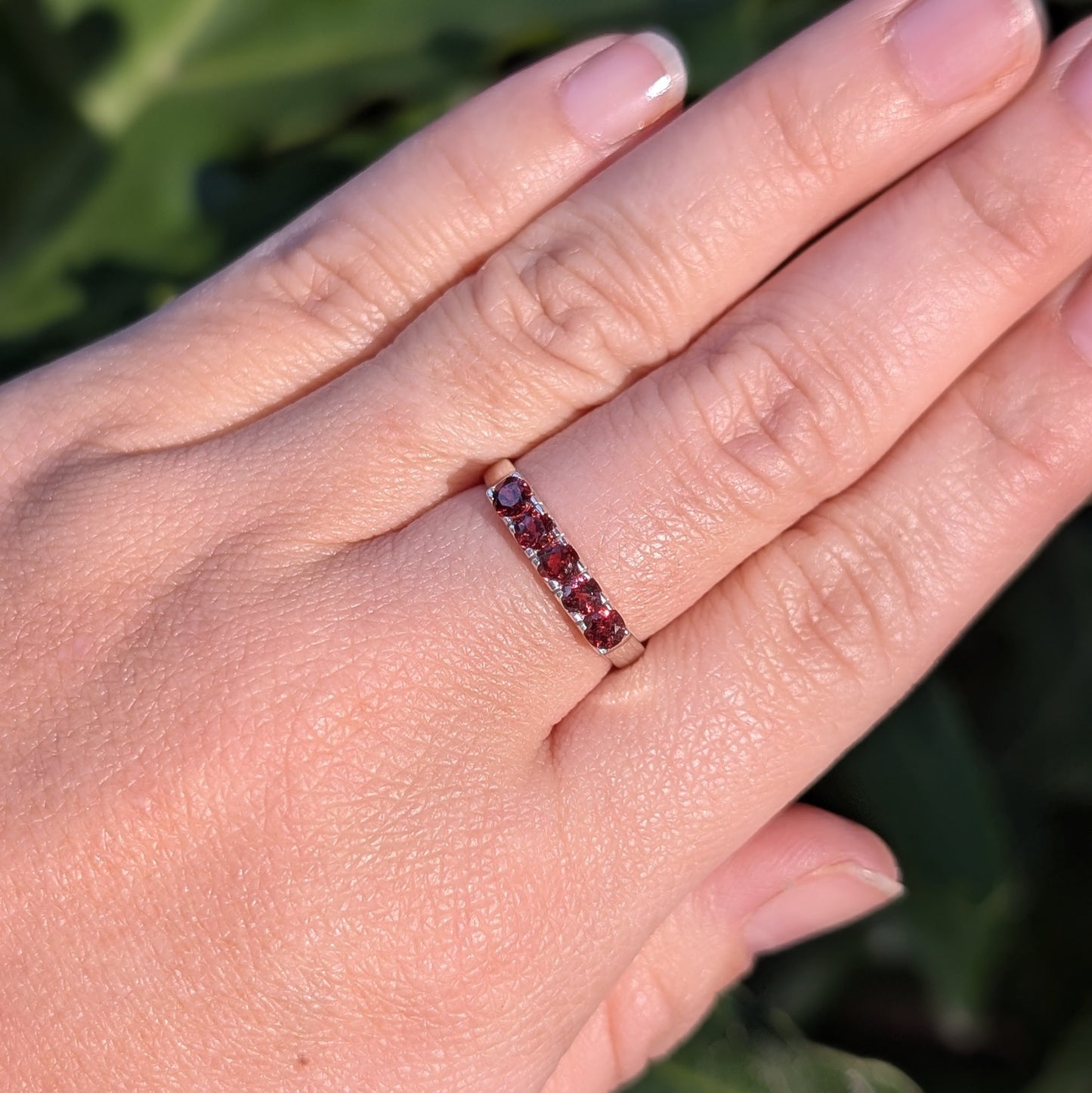 Garnet Ring Sterling Silver R7