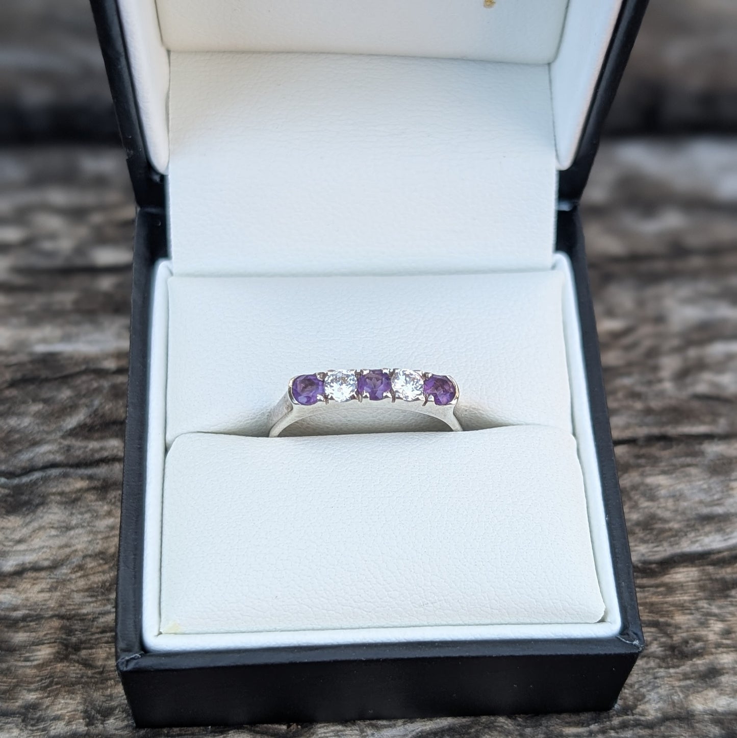 Amethyst & CZ Ring Sterling Silver R7