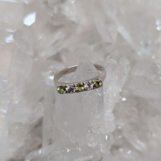 Peridot & CZ Ring Sterling Silver R7
