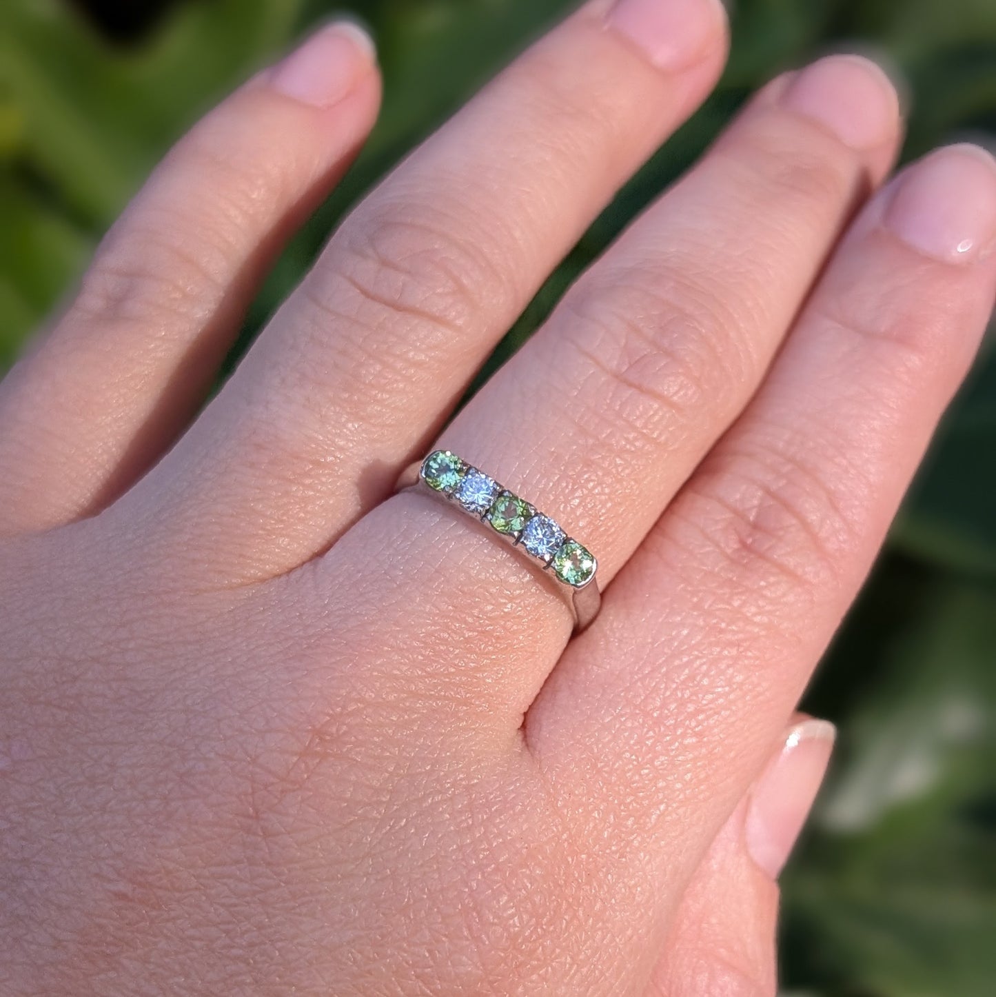 Peridot & CZ Ring Sterling Silver R7