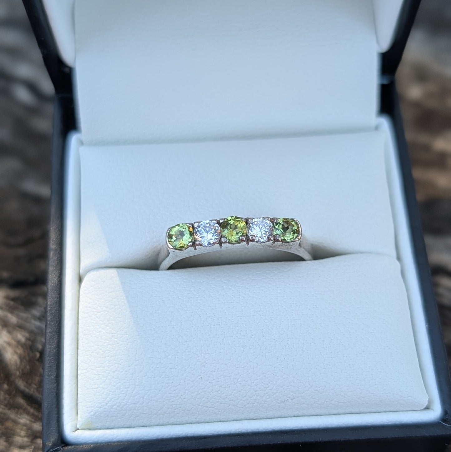 Peridot & CZ Ring Sterling Silver R7