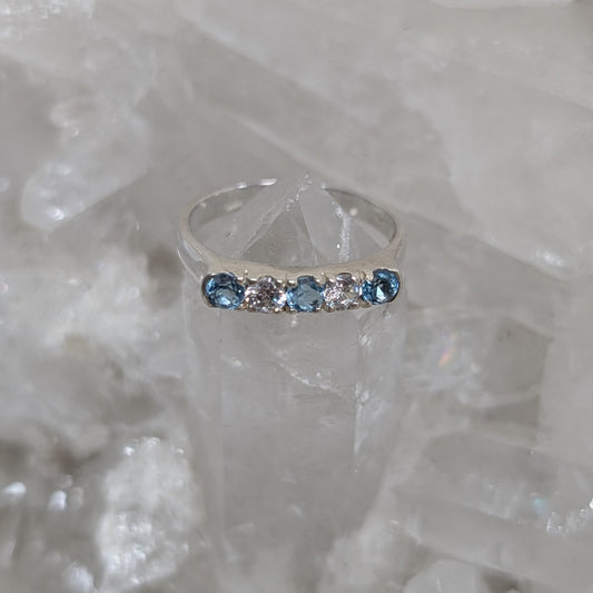Topaz & CZ Ring Sterling Silver R7