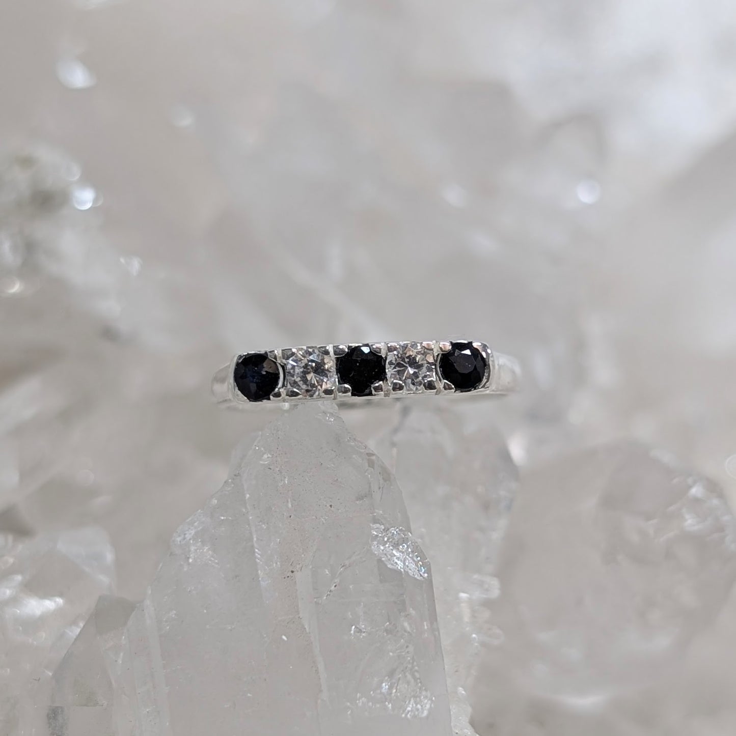 Sapphire & CZ Ring Sterling Silver R7