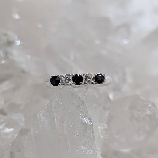 Sapphire & CZ Ring Sterling Silver R7
