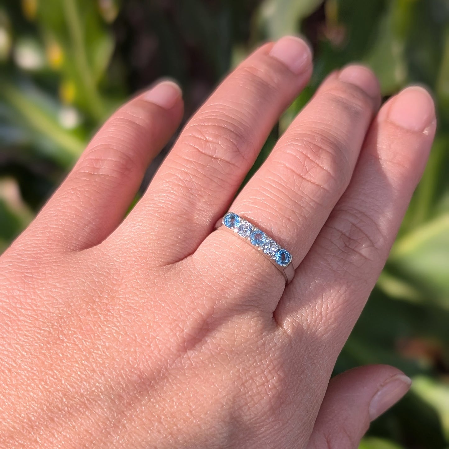 Topaz & CZ Ring Sterling Silver R7