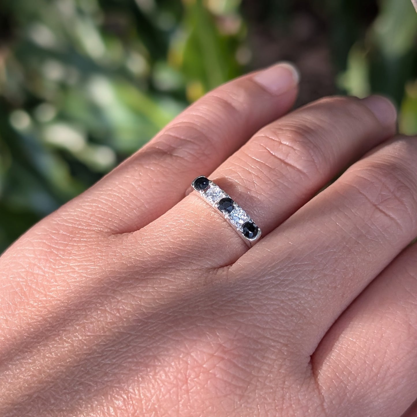 Sapphire & CZ Ring Sterling Silver R7