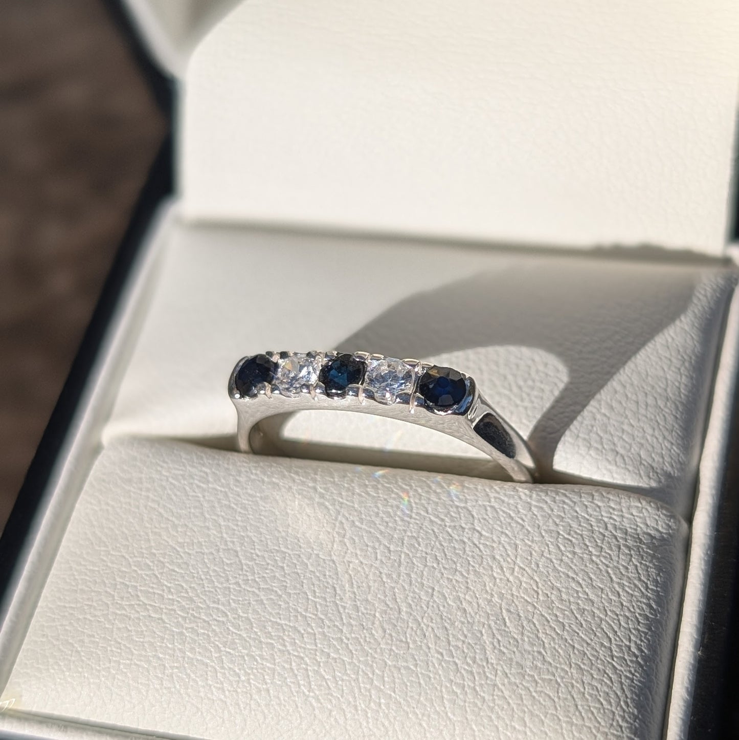 Sapphire & CZ Ring Sterling Silver R7